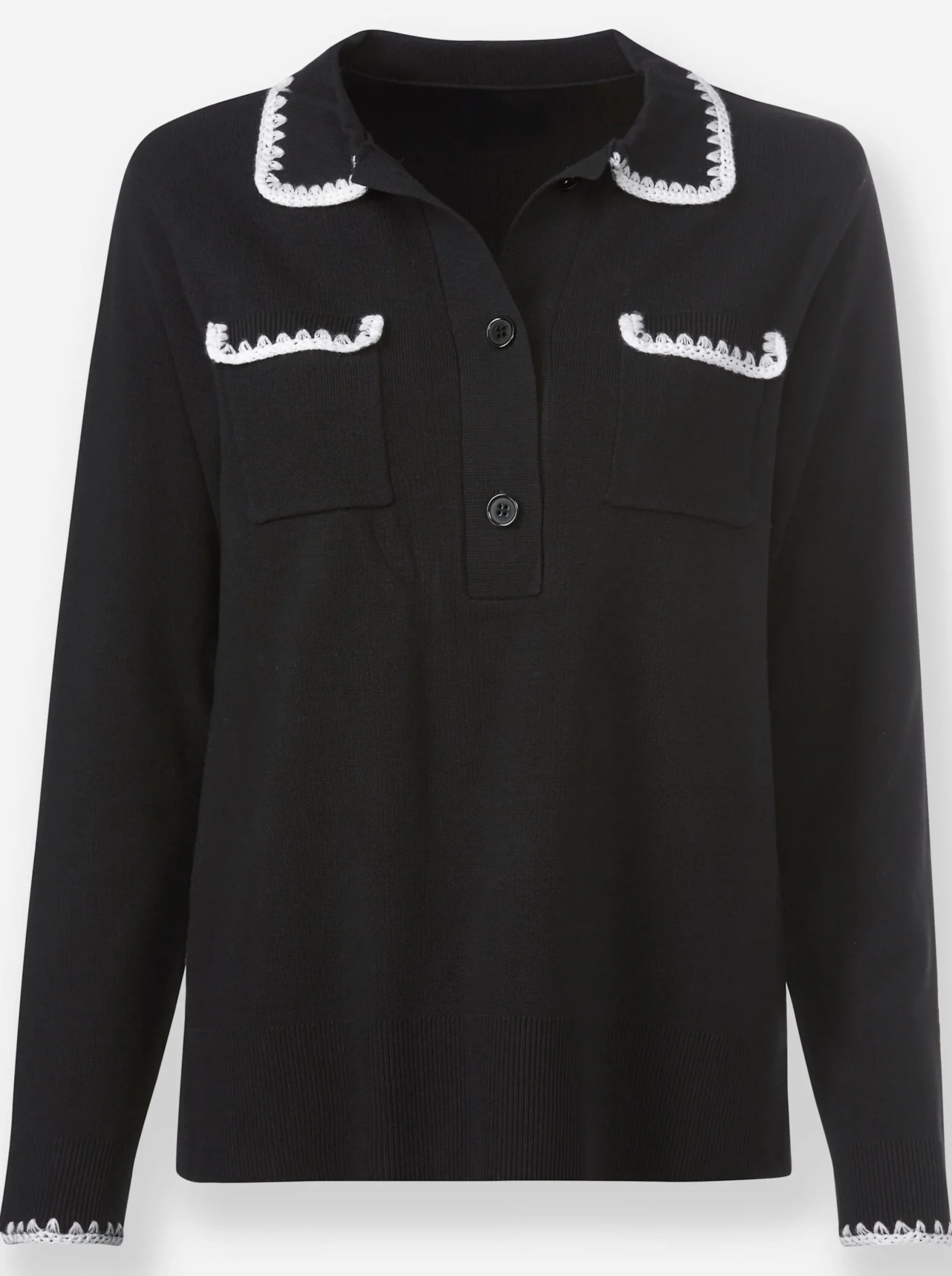 Pullover|heine Polopullover schwarz-ecru