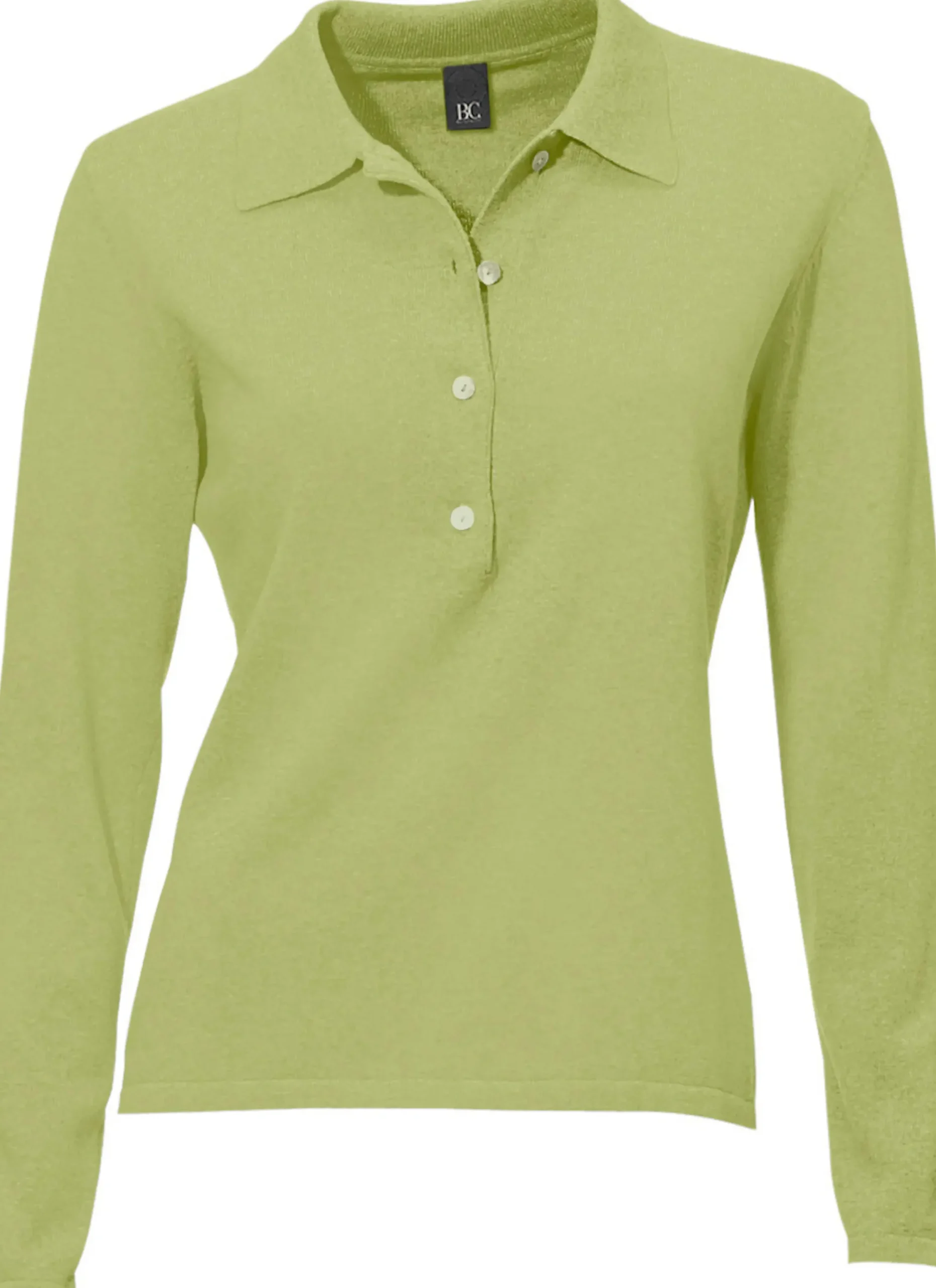 Basics|Pullover|heine Polopullover mit Knopfleiste kiwi