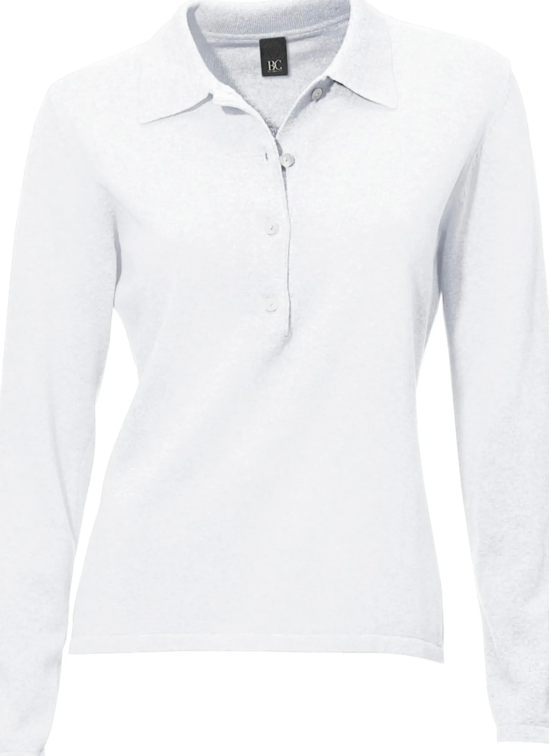 Basics|Pullover|heine Polopullover mit Knopfleiste weiß