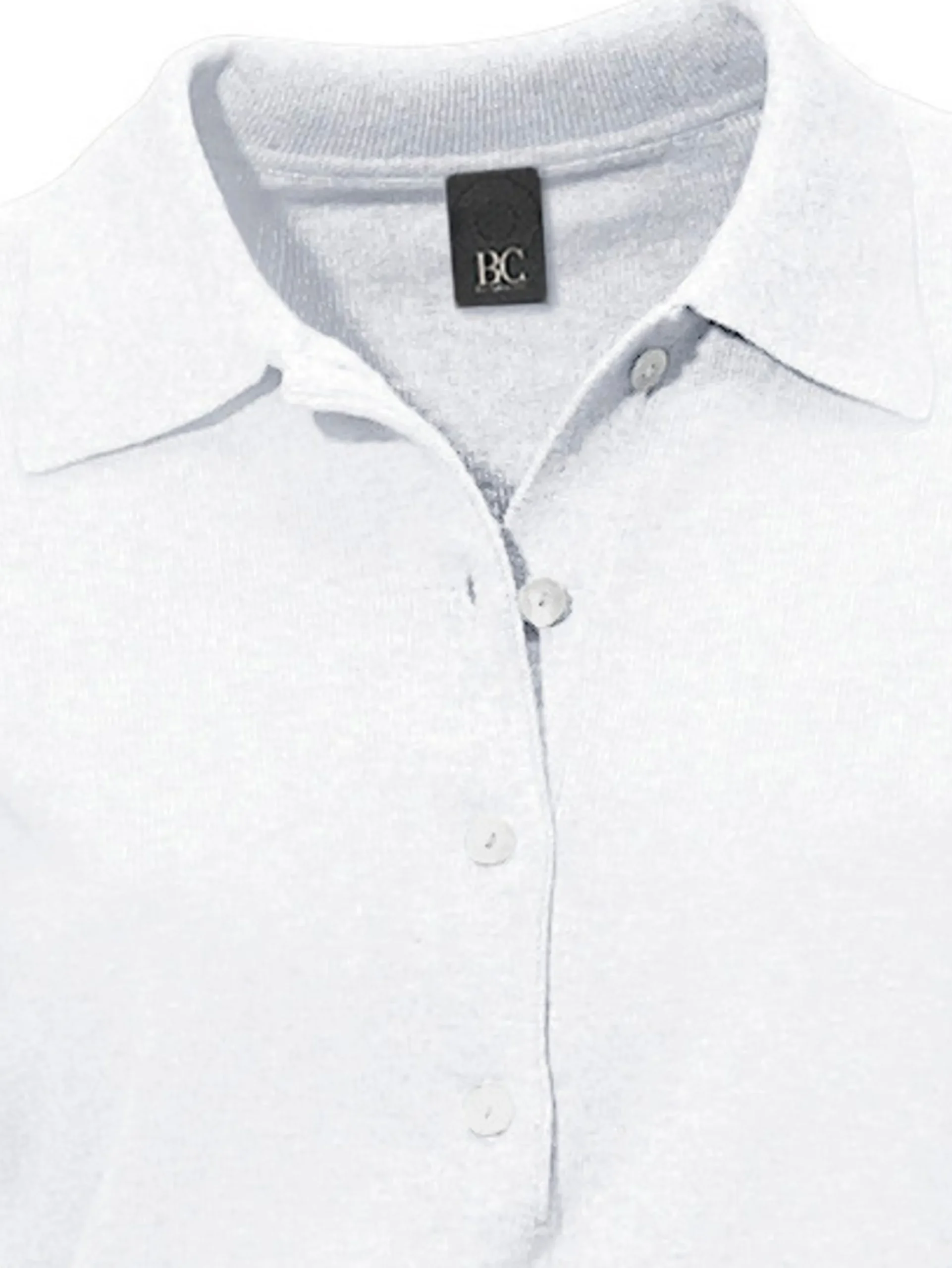 Basics|Pullover|heine Polopullover mit Knopfleiste weiß
