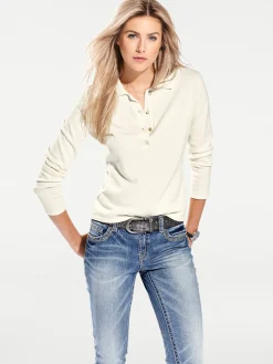 Pullover|heine Polopullover mit Knopfleiste offwhite