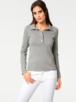 Pullover|heine Polopullover mit Knopfleiste grau-melange