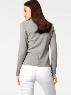 Pullover|heine Polopullover mit Knopfleiste grau-melange