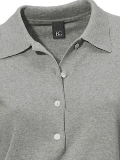 Pullover|heine Polopullover mit Knopfleiste grau-melange