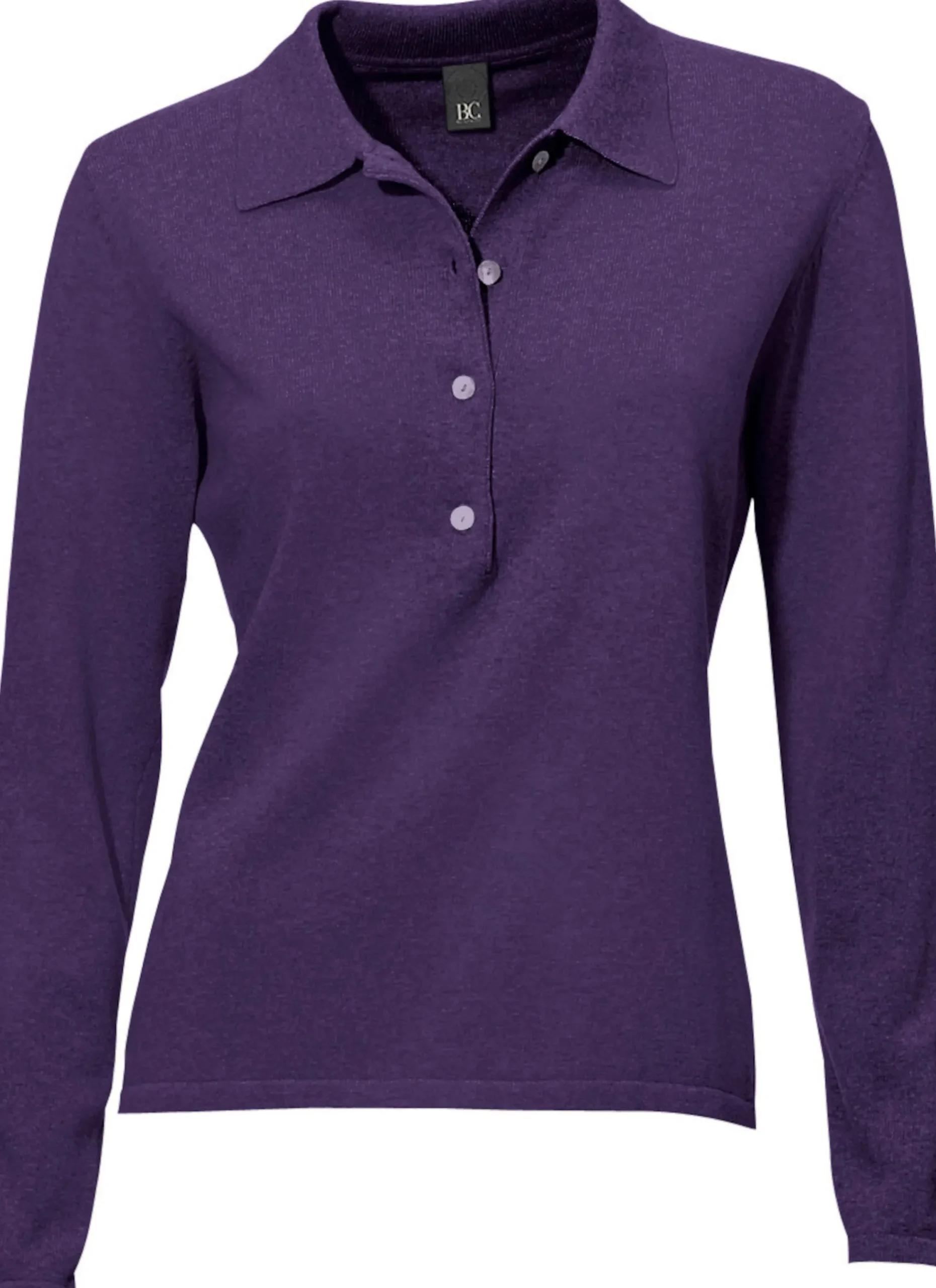 Basics|Pullover|heine Polopullover mit Knopfleiste pflaume