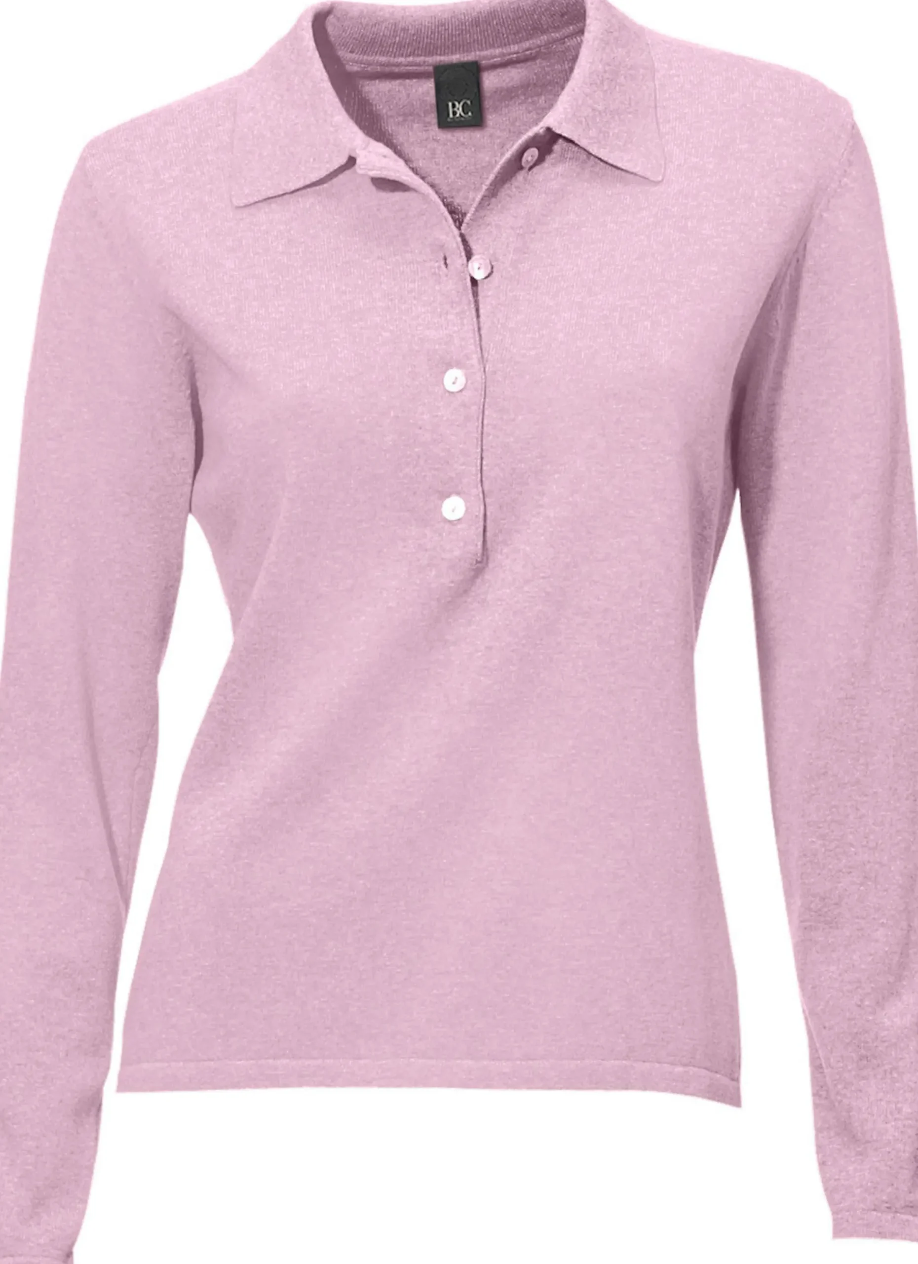 Basics|Pullover|heine Polopullover mit Knopfleiste rosé