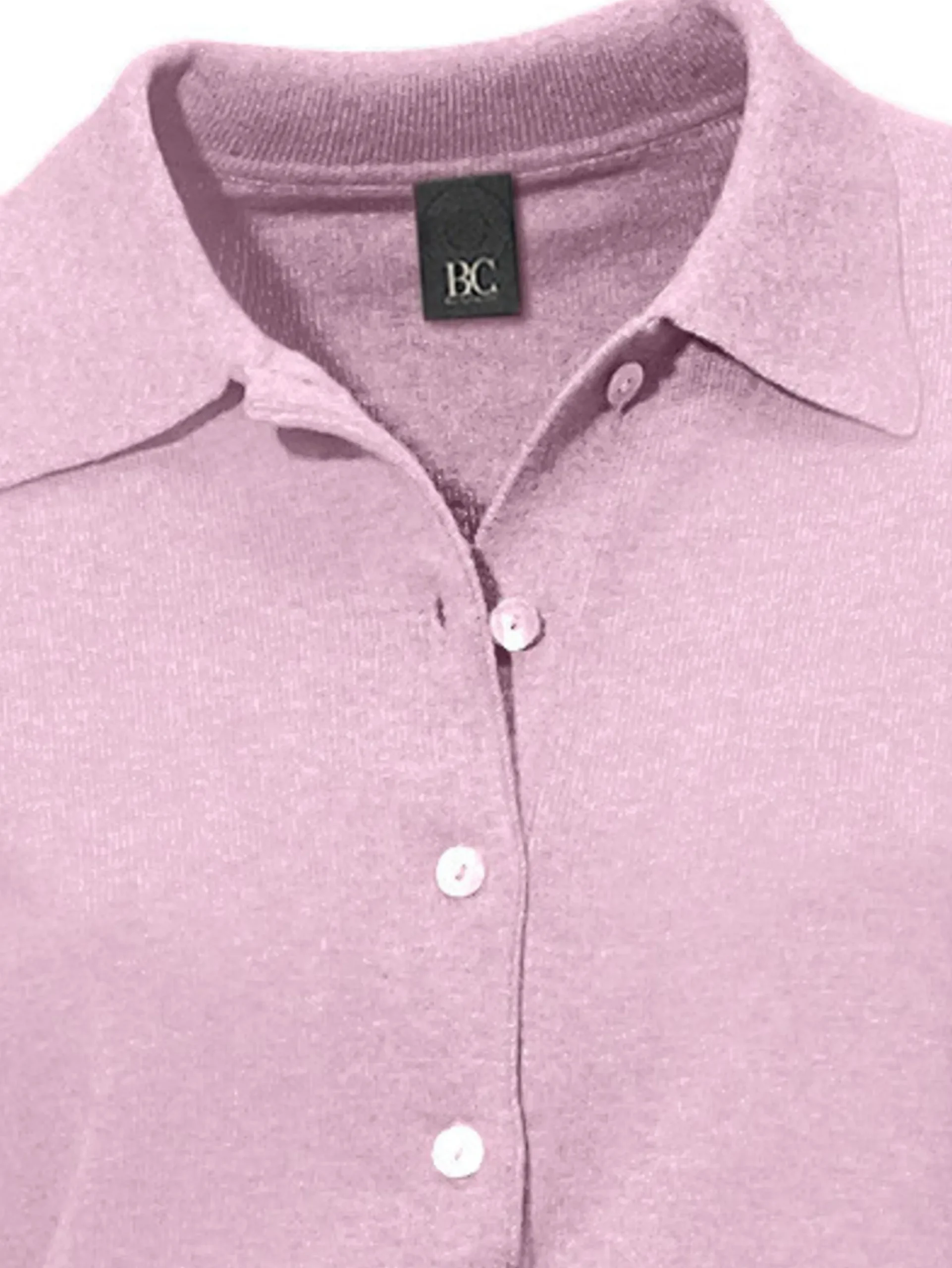 Basics|Pullover|heine Polopullover mit Knopfleiste rosé