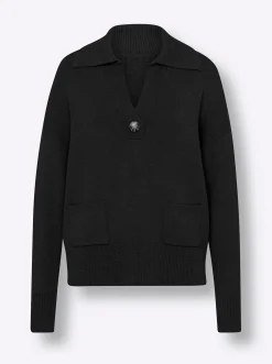 Pullover|heine Polopullover mit Taschen schwarz