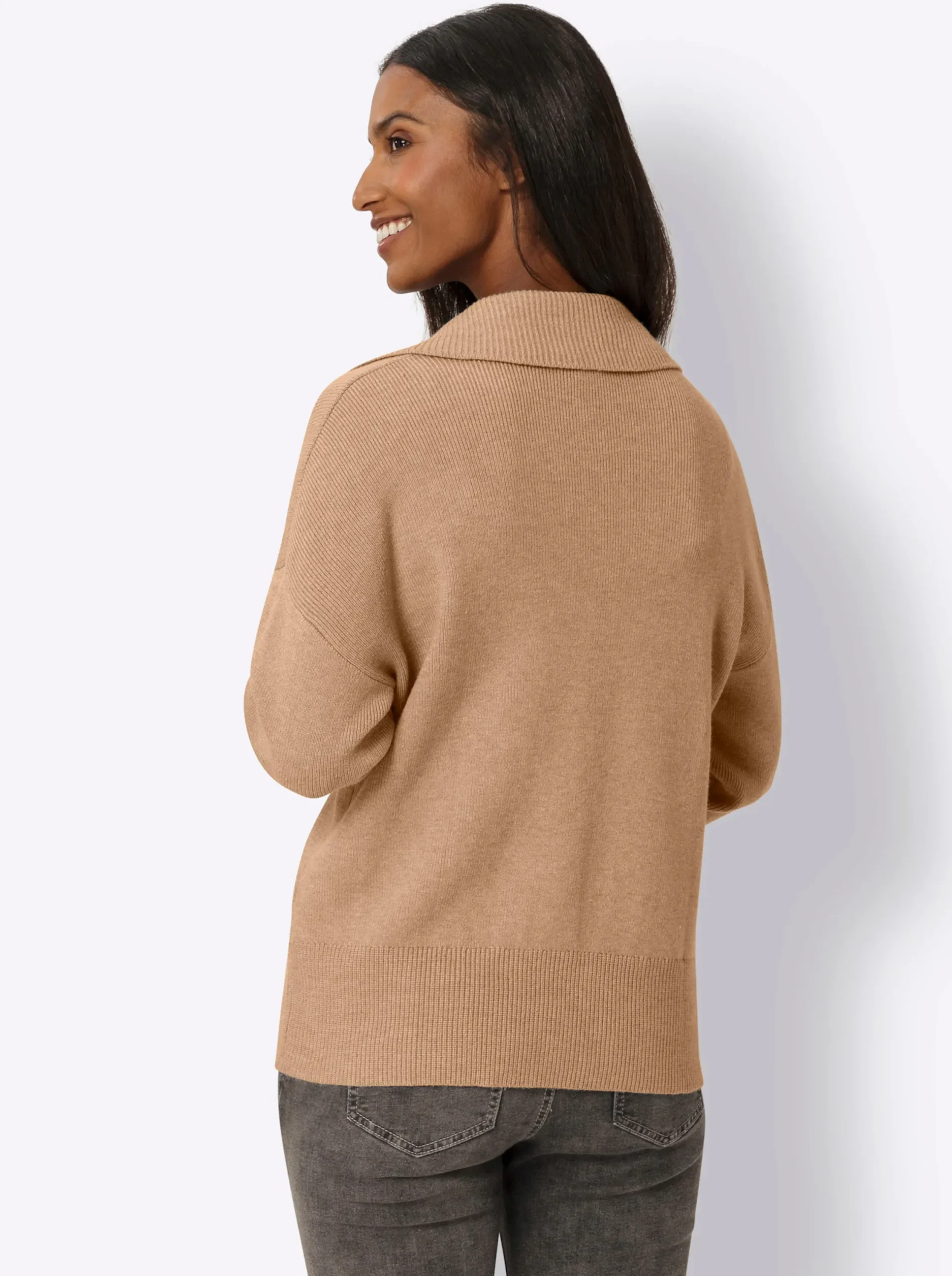 Pullover|heine Polopullover mit Taschen camel