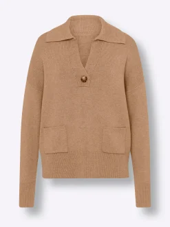 Pullover|heine Polopullover mit Taschen camel