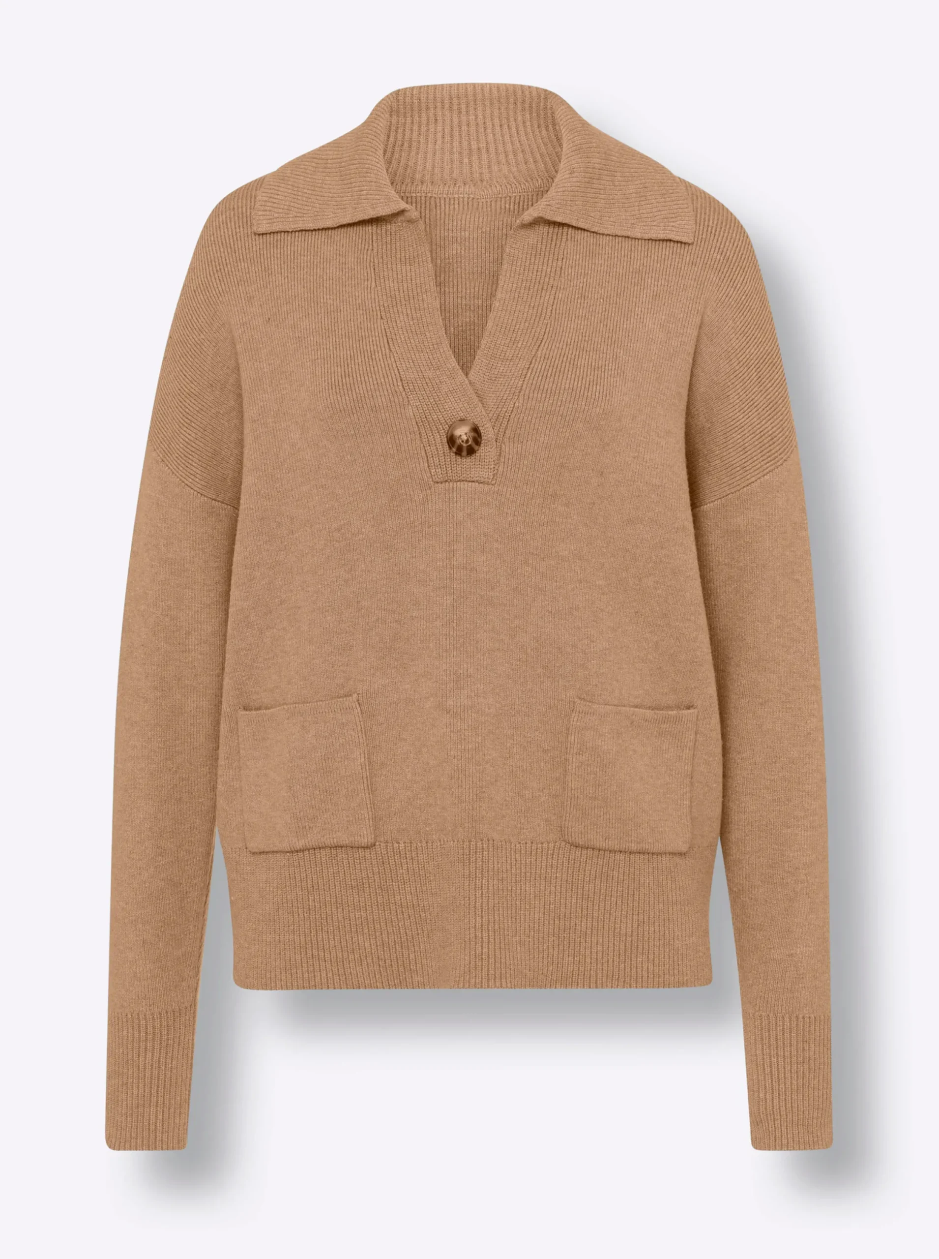 Pullover|heine Polopullover mit Taschen camel