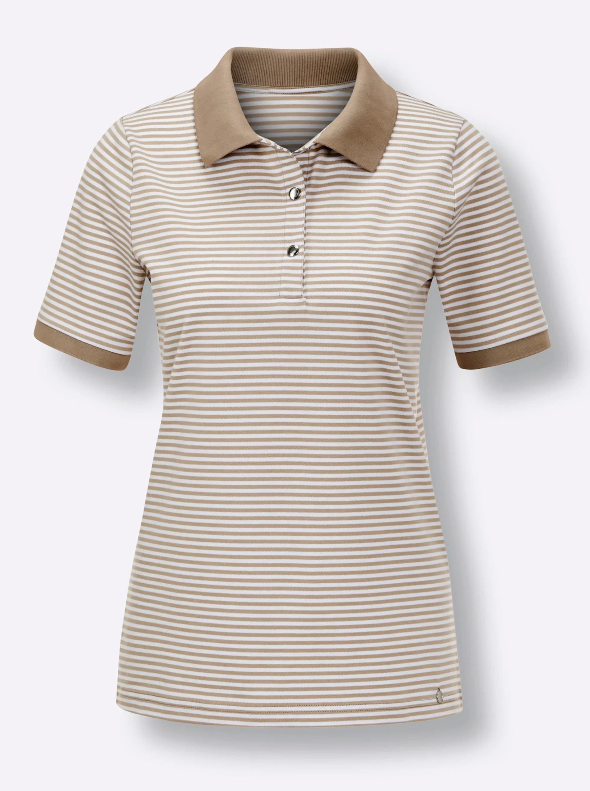 Shirts|CREATION L PREMIUM Poloshirt beige-weiß-geringelt
