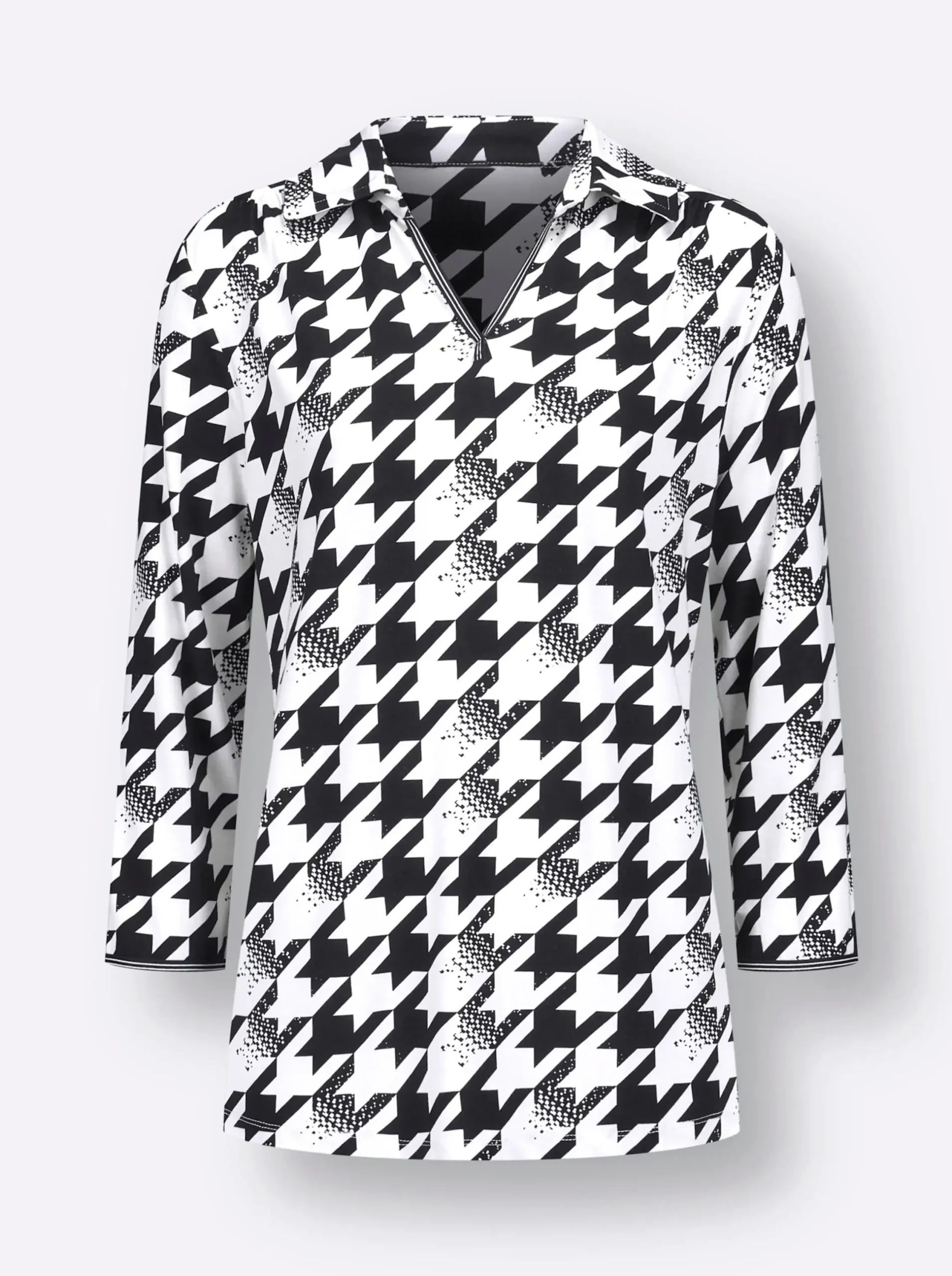 Shirts| Poloshirt schwarz-ecru-bedruckt