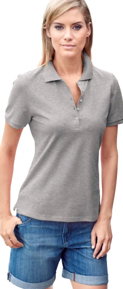 Strandmode|Shirts|heine Poloshirt in Pikee-Qualität grau-melange