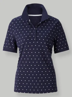 Shirts| Poloshirt in Pünktchen-Dessin marine-getupft