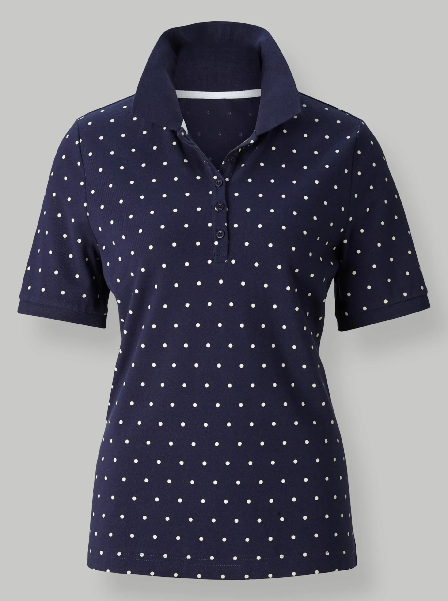Shirts| Poloshirt in Pünktchen-Dessin marine-getupft