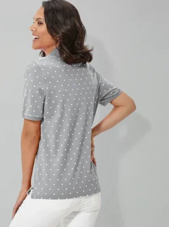 Shirts| Poloshirt in Pünktchen-Dessin grau-meliert-getupft