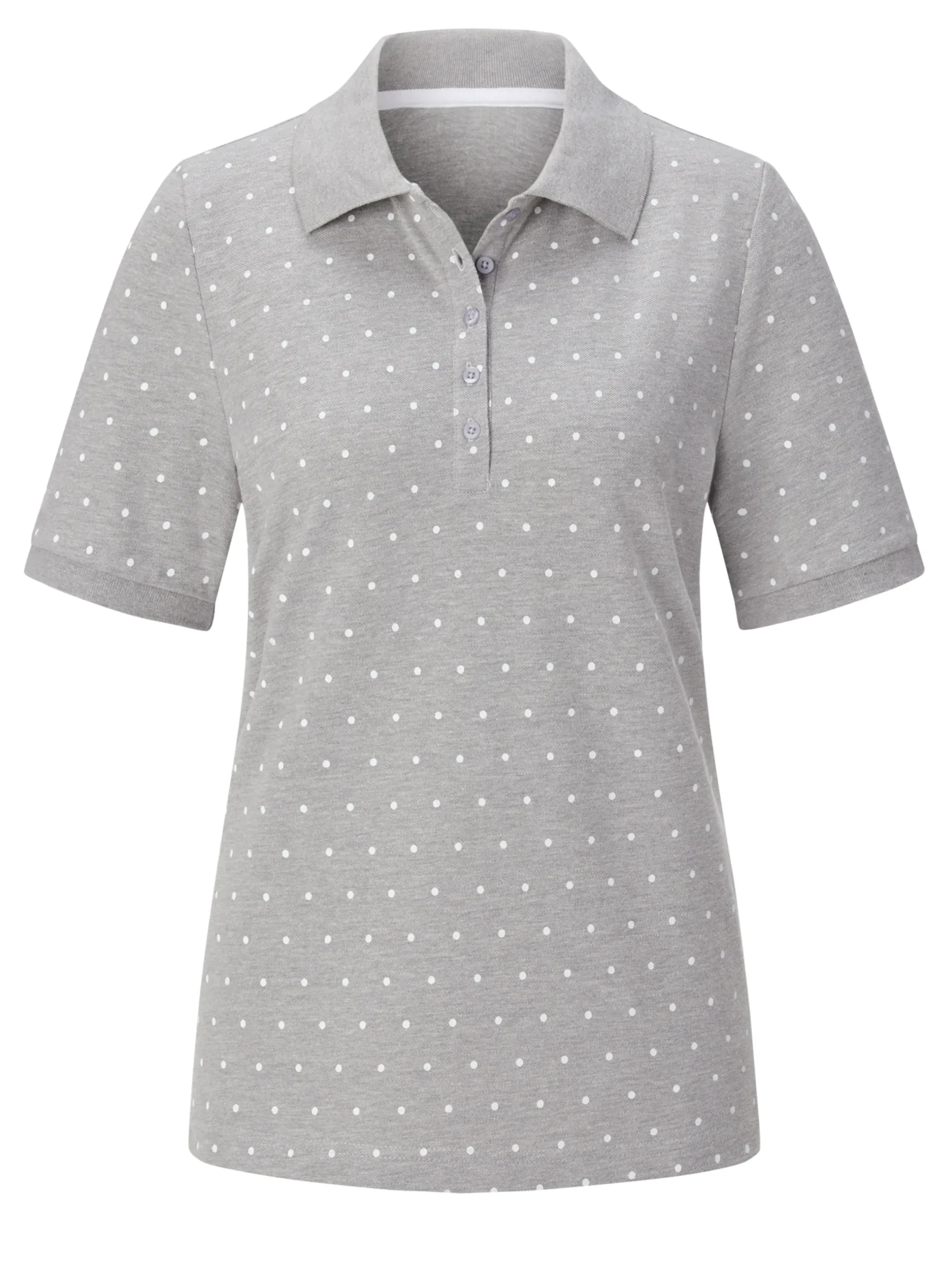 Shirts| Poloshirt in Pünktchen-Dessin grau-meliert-getupft