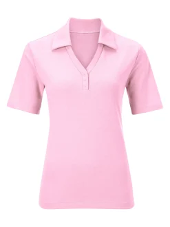 Basics| Poloshirt mit Druckknopf-Leiste rosé