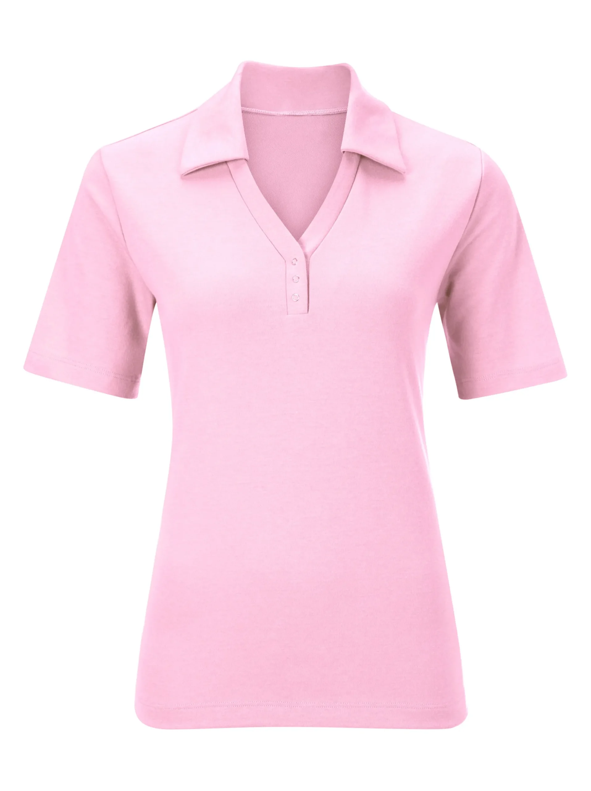 Basics| Poloshirt mit Druckknopf-Leiste rosé