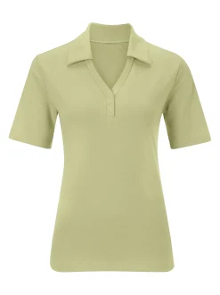 Basics| Poloshirt mit Druckknopf-Leiste pistazie