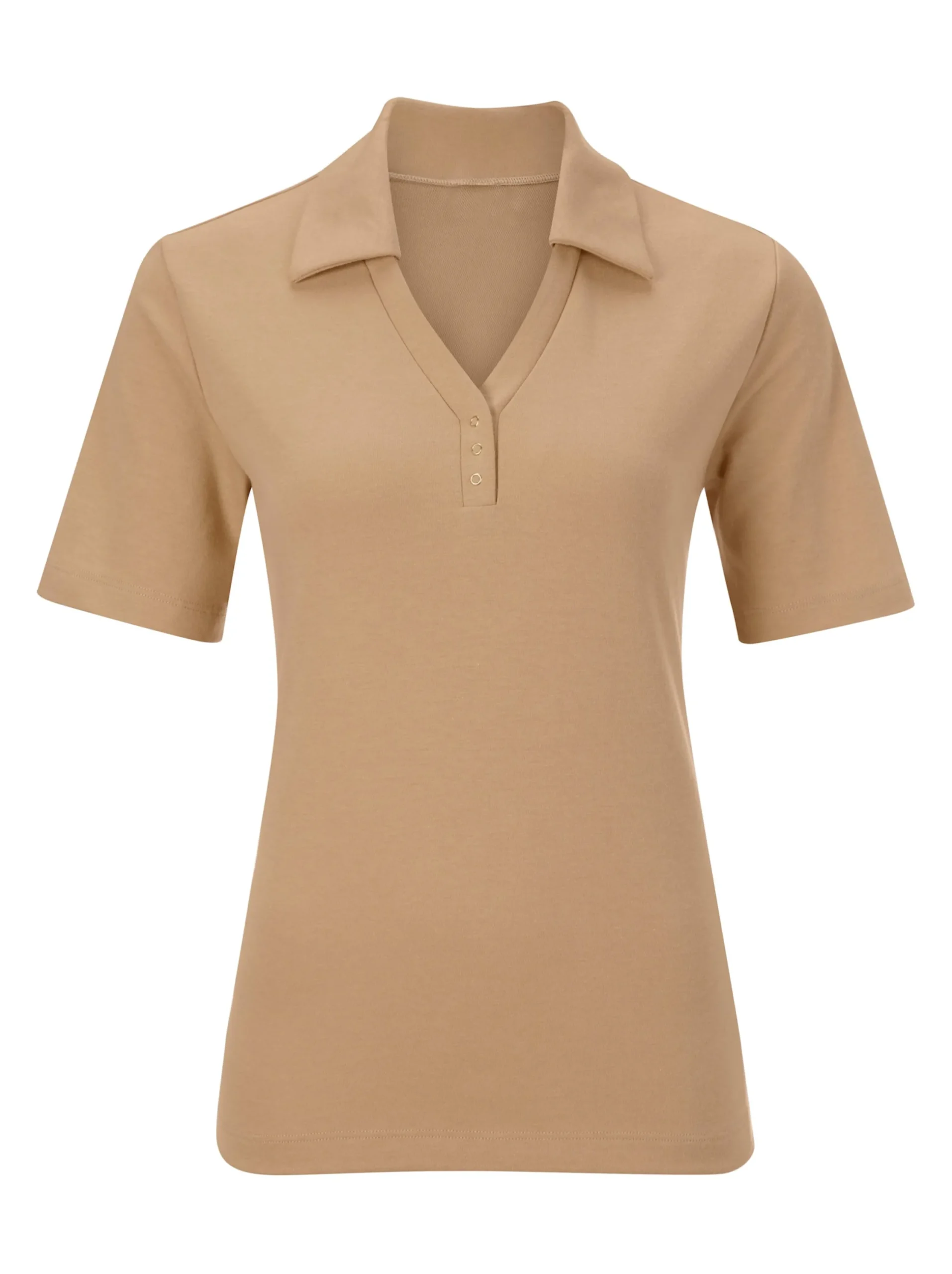 Basics| Poloshirt mit Druckknopf-Leiste sand