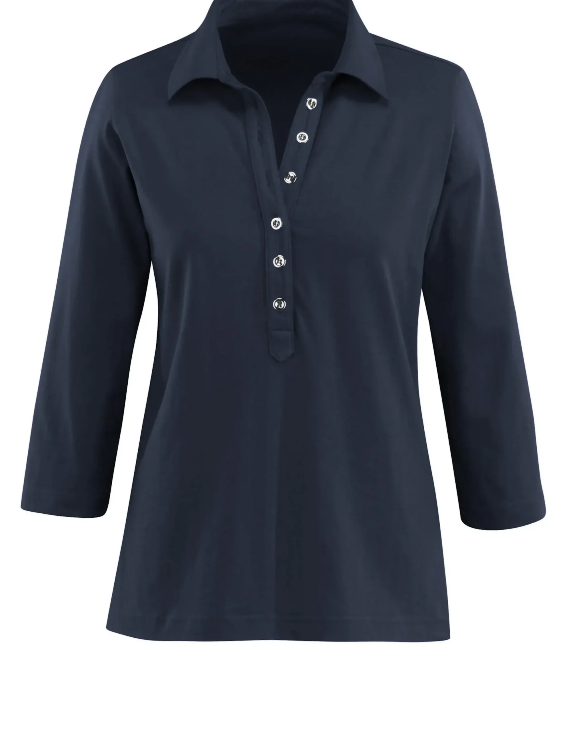 Shirts| Poloshirt mit langer Knopfleiste marine