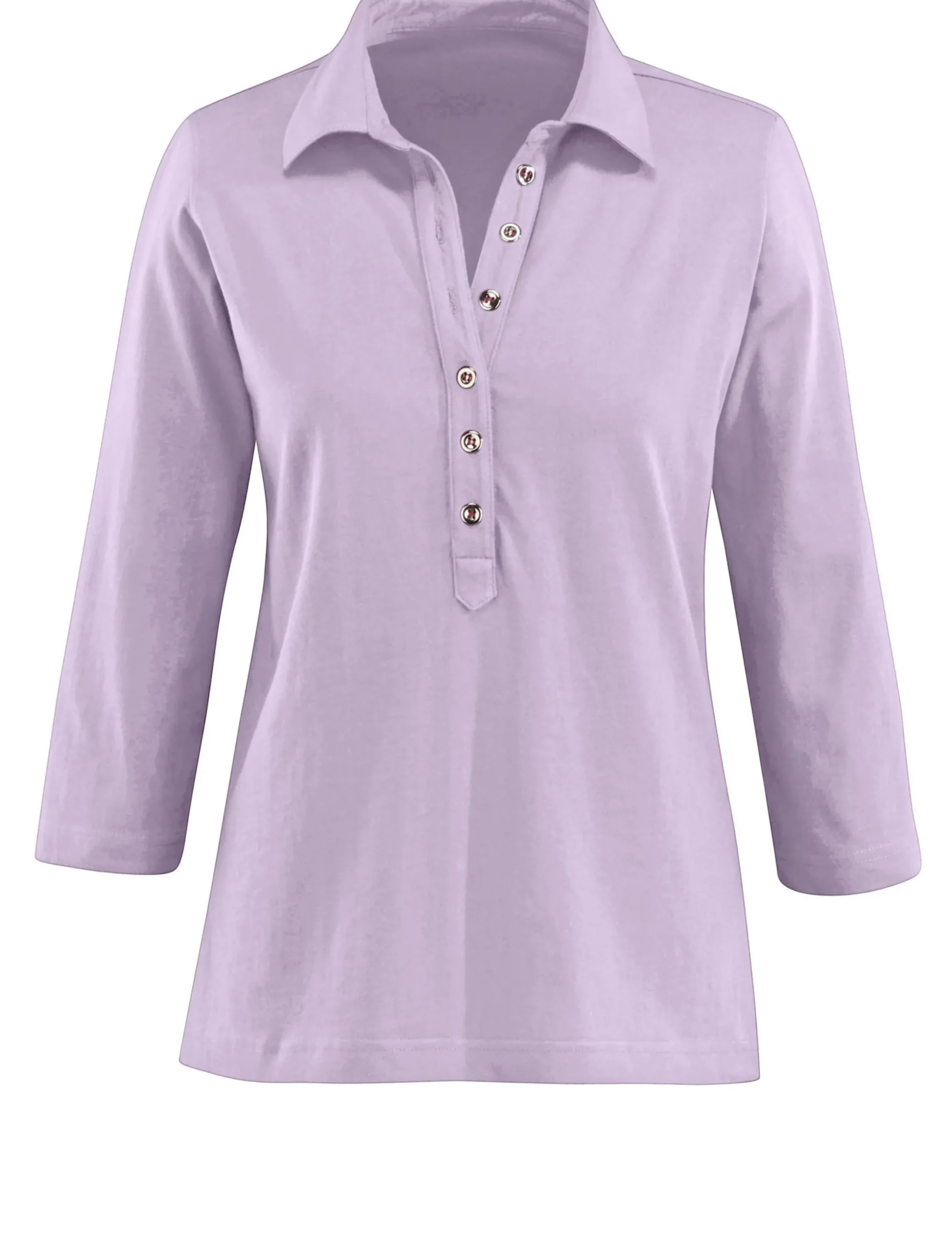 Shirts| Poloshirt mit langer Knopfleiste flieder
