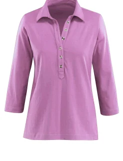 Shirts| Poloshirt mit langer Knopfleiste orchidee