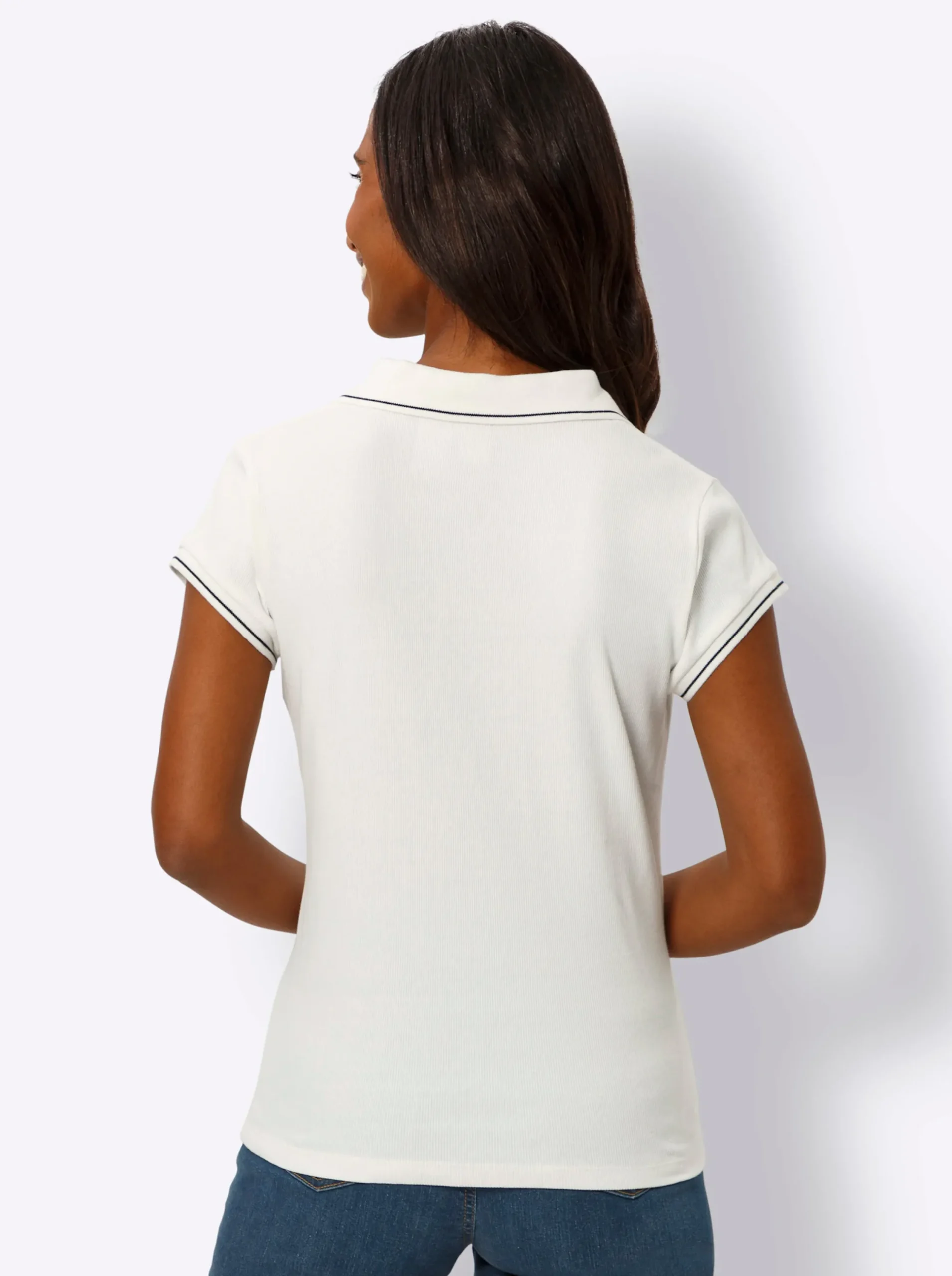 Shirts|heine Poloshirt mit Ripp-Struktur ecru
