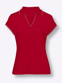 Shirts|heine Poloshirt mit Ripp-Struktur rot