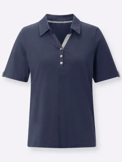 Shirts| Poloshirt mit Zierriegel marine
