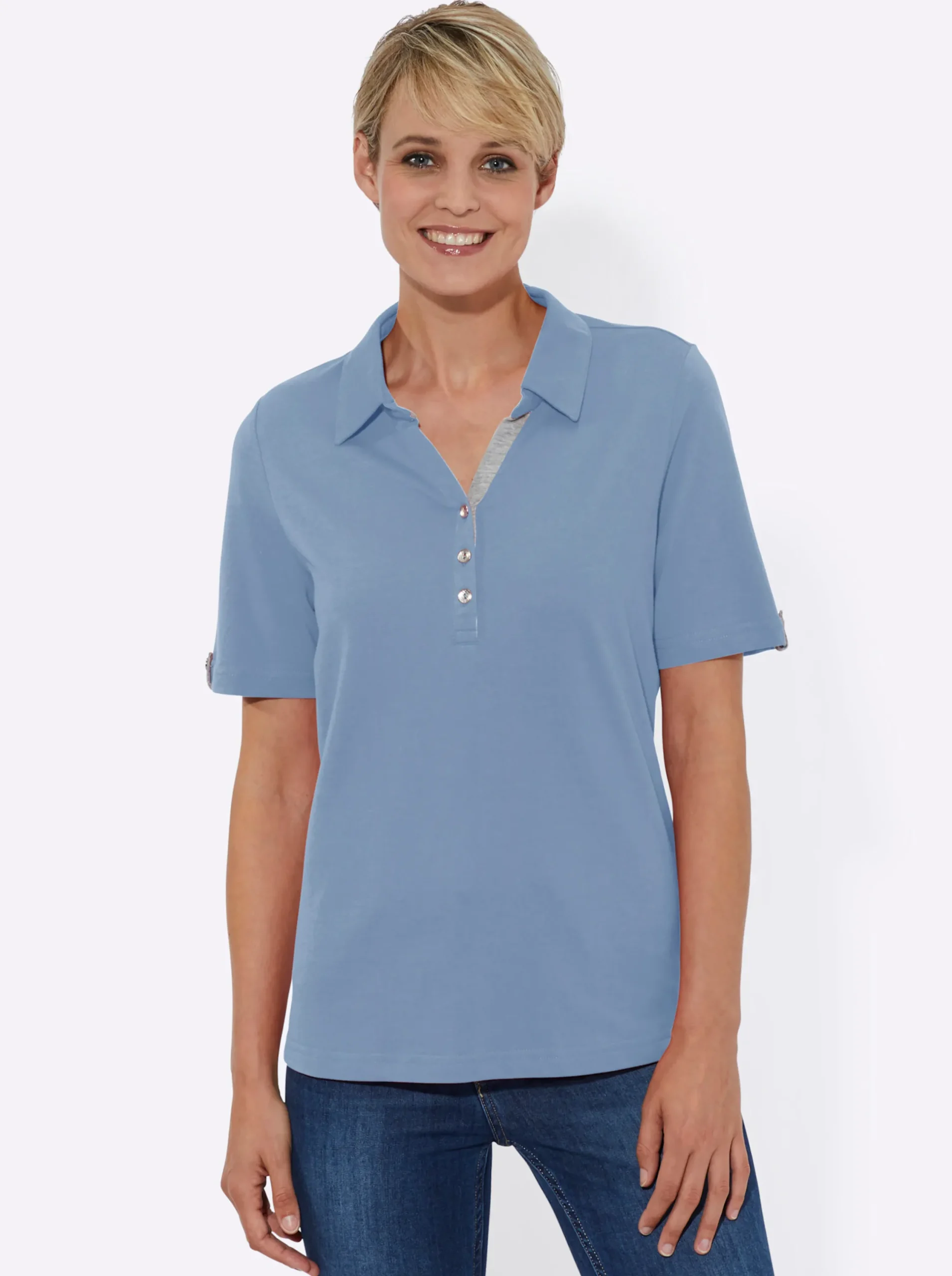 Shirts| Poloshirt mit Zierriegel bleu