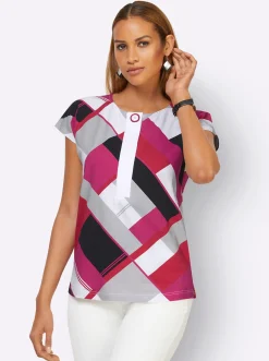Shirts| Print-Shirt weiß-fuchsia-bedruckt