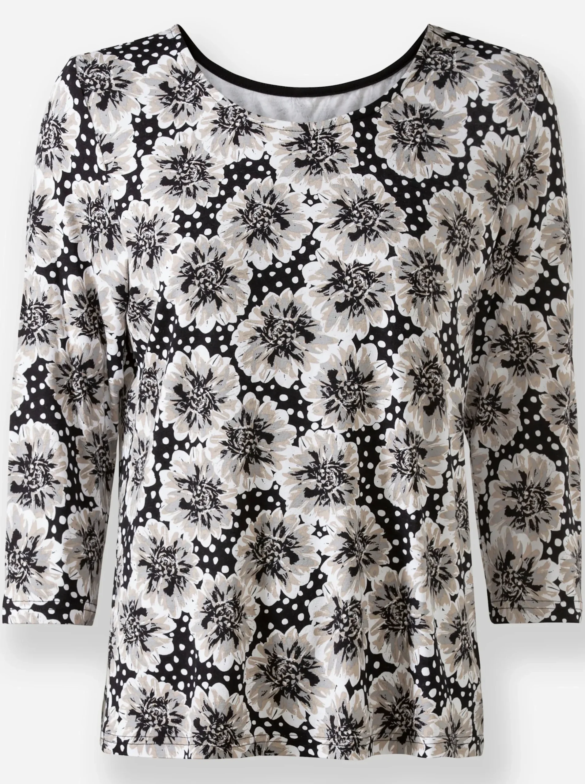 Shirts| Print-Shirt schwarz-sesam-bedruckt