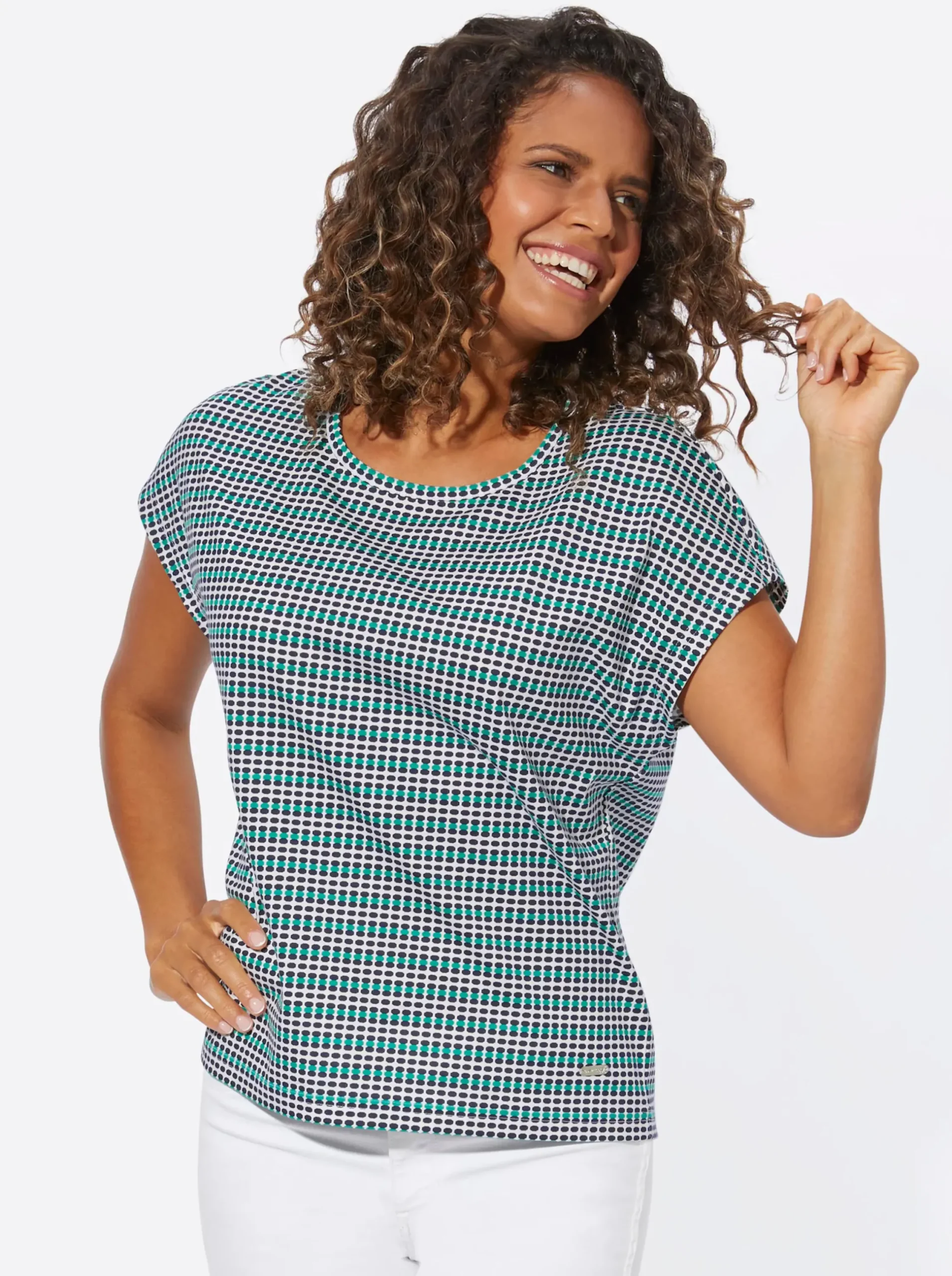 Shirts| Print-Shirt marine-smaragd-geringelt