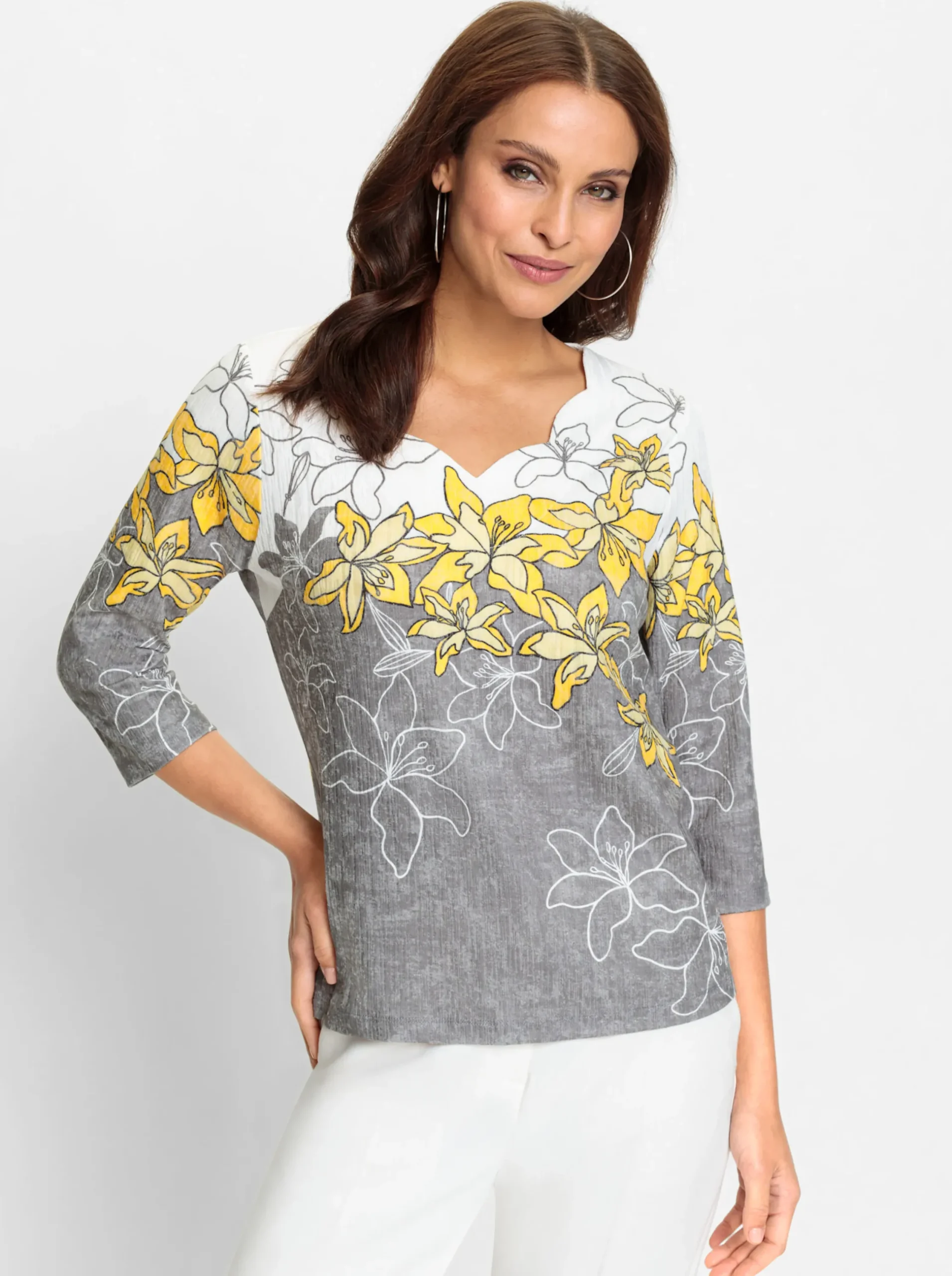 Shirts| Print-Shirt sonnengelb-schwarz-bedruckt
