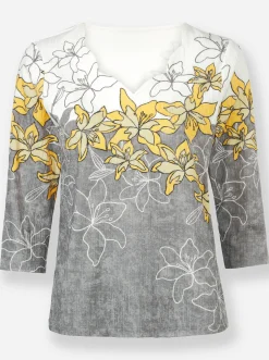Shirts| Print-Shirt sonnengelb-schwarz-bedruckt