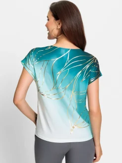 Shirts| Print-Shirt petrol-goldfarben-bedruckt