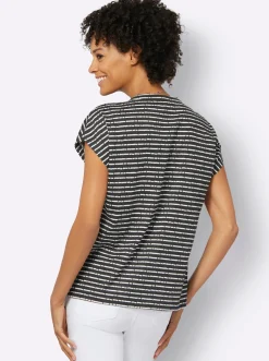 Shirts| Print-Shirt schwarz-ecru-geringelt