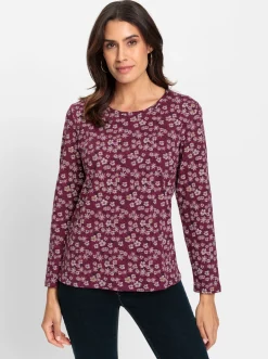 Shirts| Print-Shirt im floralen Dessin burgund-bedruckt