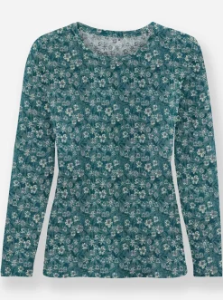 Shirts| Print-Shirt im floralen Dessin jade-bedruckt