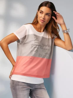 Shirts|heine Print-Shirt im Lagenlook ecru-sesam-bedruckt