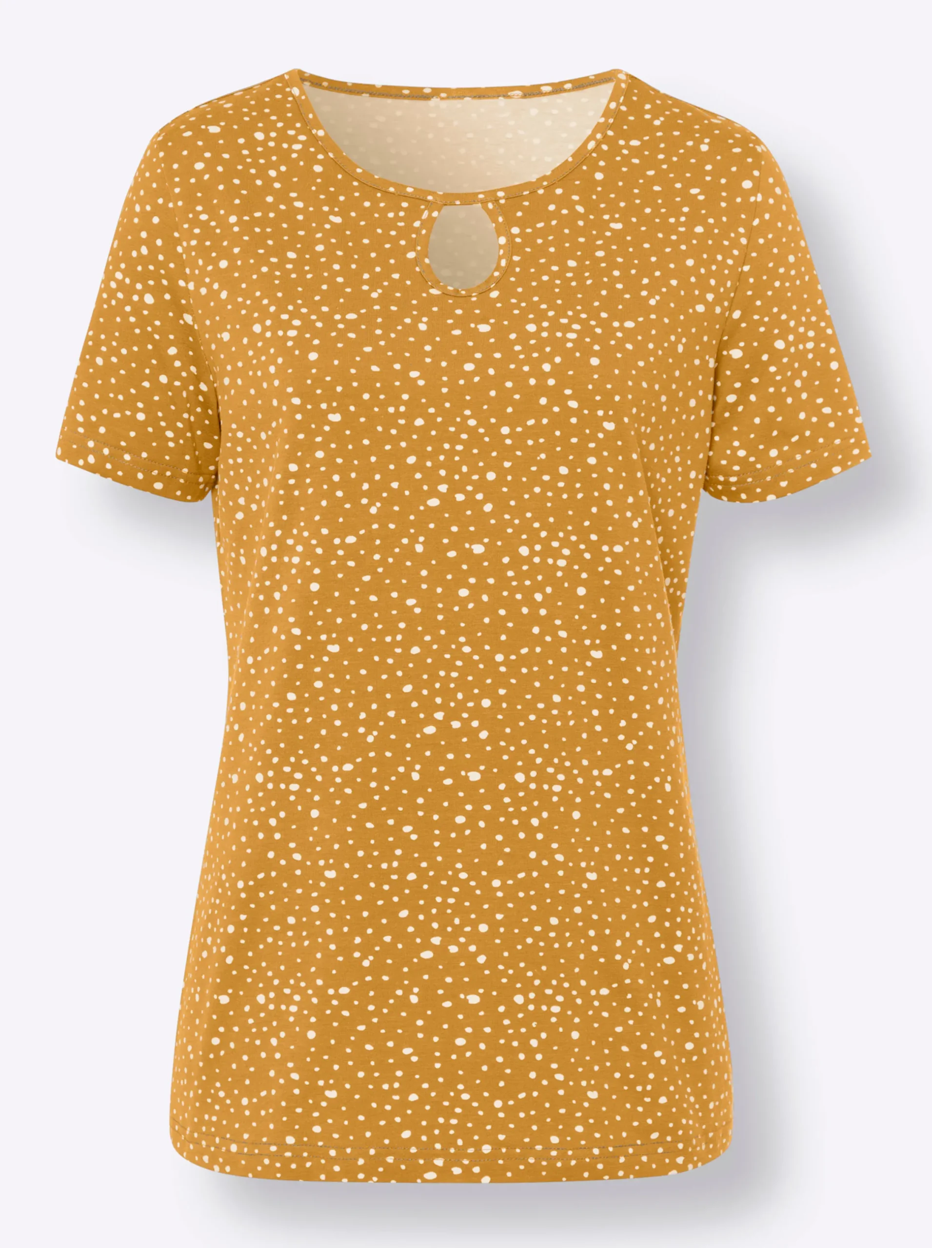 Shirts|heine Print-Shirt mit Cut-out-Effekten ocker-ecru-bedruckt