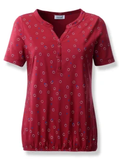 Shirts| Print-Shirt mit elastischem Saum kirsche-weiß-bedruckt