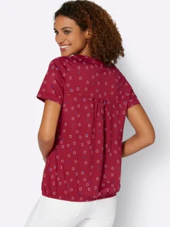 Shirts| Print-Shirt mit elastischem Saum kirsche-weiß-bedruckt