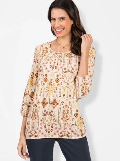 Shirts| Print-Shirt mit Ethno-Druck camel-bedruckt