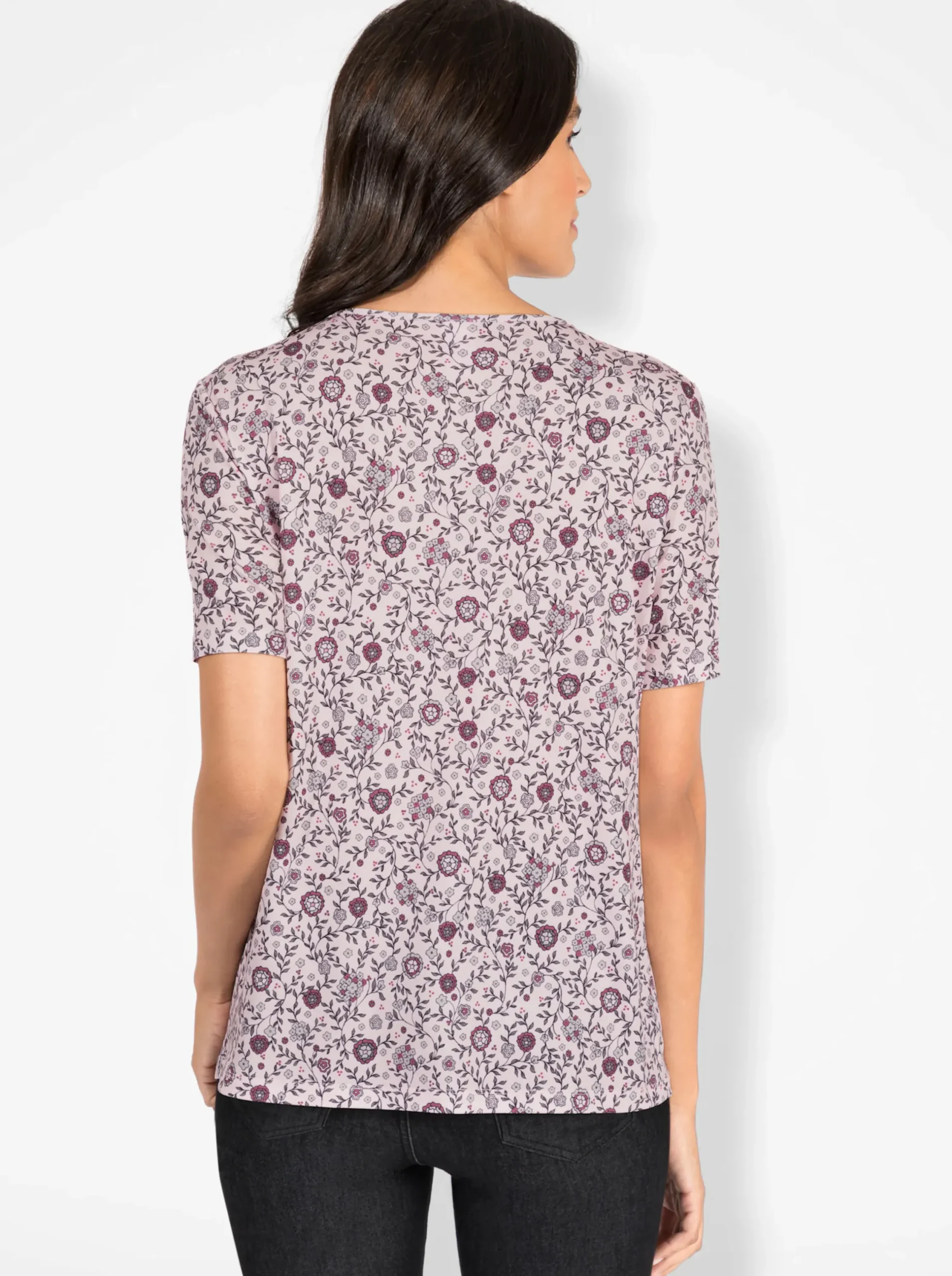 Shirts| Print-Shirt mit Falte vorne hellrosé-hellgrau-bedruckt