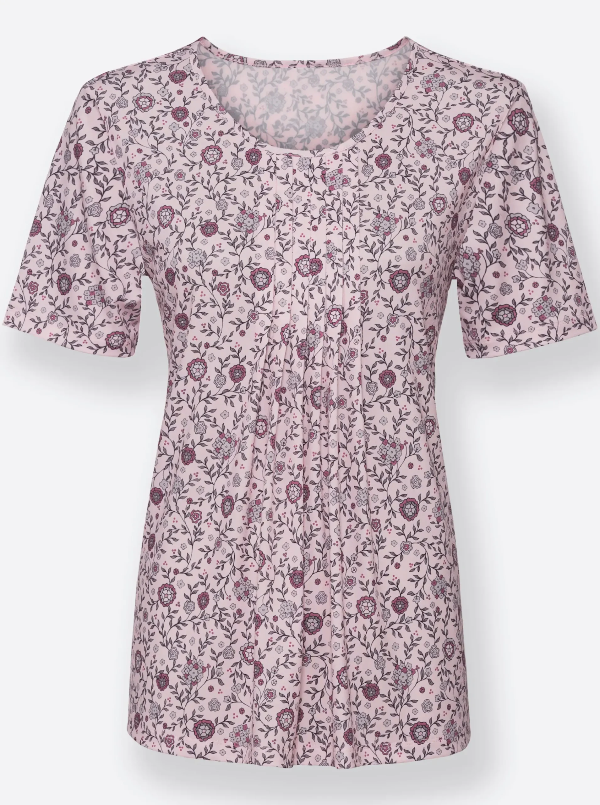 Shirts| Print-Shirt mit Falte vorne hellrosé-hellgrau-bedruckt