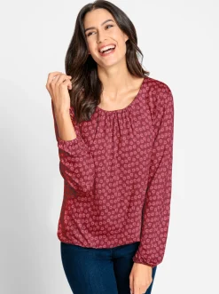 Shirts| Print-Shirt mit Gummizug an Ärmeln und Saum kirsche-koralle-bedruckt